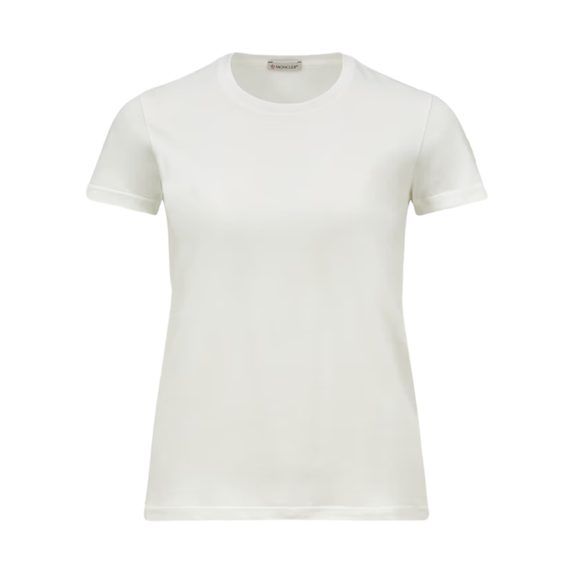 (W) 몽클레르 로고 패치 코튼 저지 티셔츠 오프 화이트 - 25SS((W) Moncler Logo Patch Cotton Jersey T-Shirt Off White - 25SS)
