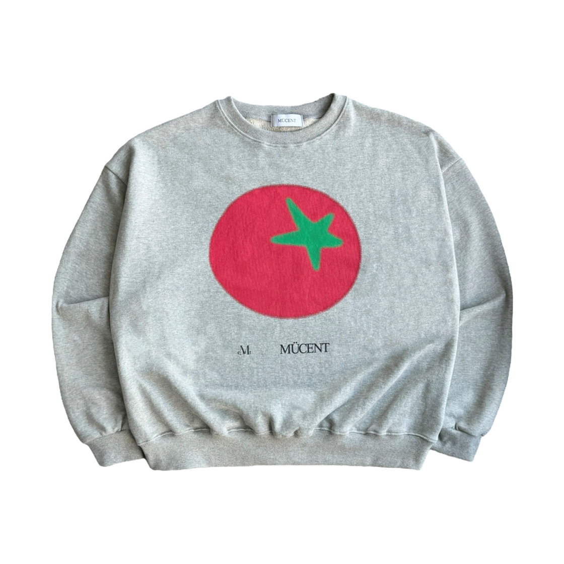 무센트 토마토 프린팅 시그니처 맨투맨 그레이