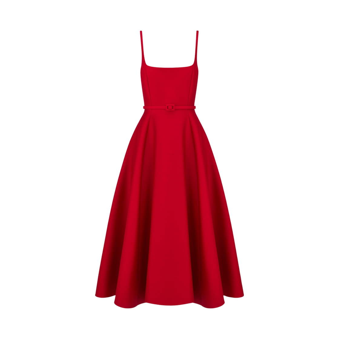 421R73A1212-X3250 (W) Dior Flared Mid-Length Dress Red Wool Silk Shantung - 대표 이미지 #1