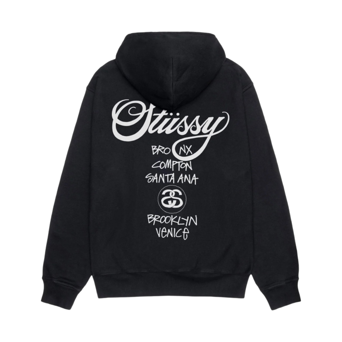 스투시 월드투어 후드 피그먼트 다이드 블랙(Stussy World Tour Hoodie Pigment Dyed Black)