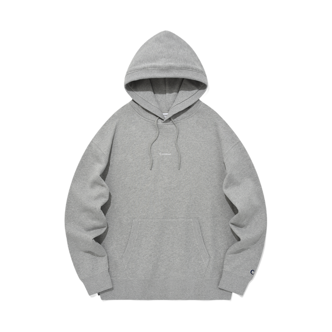 커버낫 오버핏 스몰 어센틱 로고 후디 멜란지 그레이(Covernat Oversized Fit Small Authentic Logo Hoodie Melange Grey)
