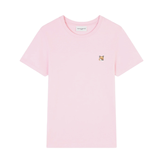(W) Maison Kitsune Fox Head Patch Regular T-Shirt Pale Pink