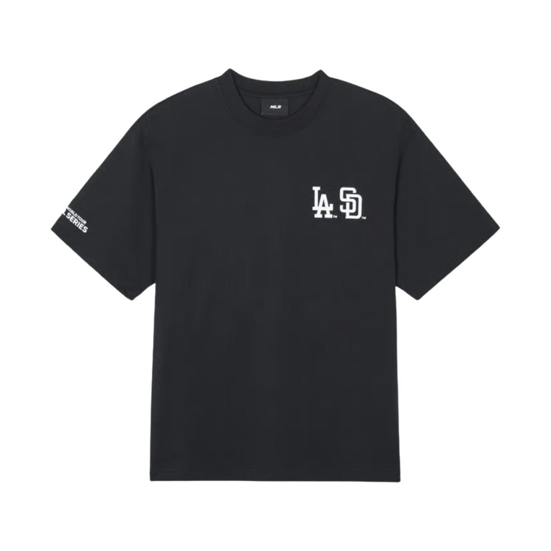 MLB 서울 시리즈 듀얼 로고 숏슬리브 티셔츠 LA SD 블랙(MLB Seoul Series Dual Logo Short Sleeve T-Shirt LA SD Black)