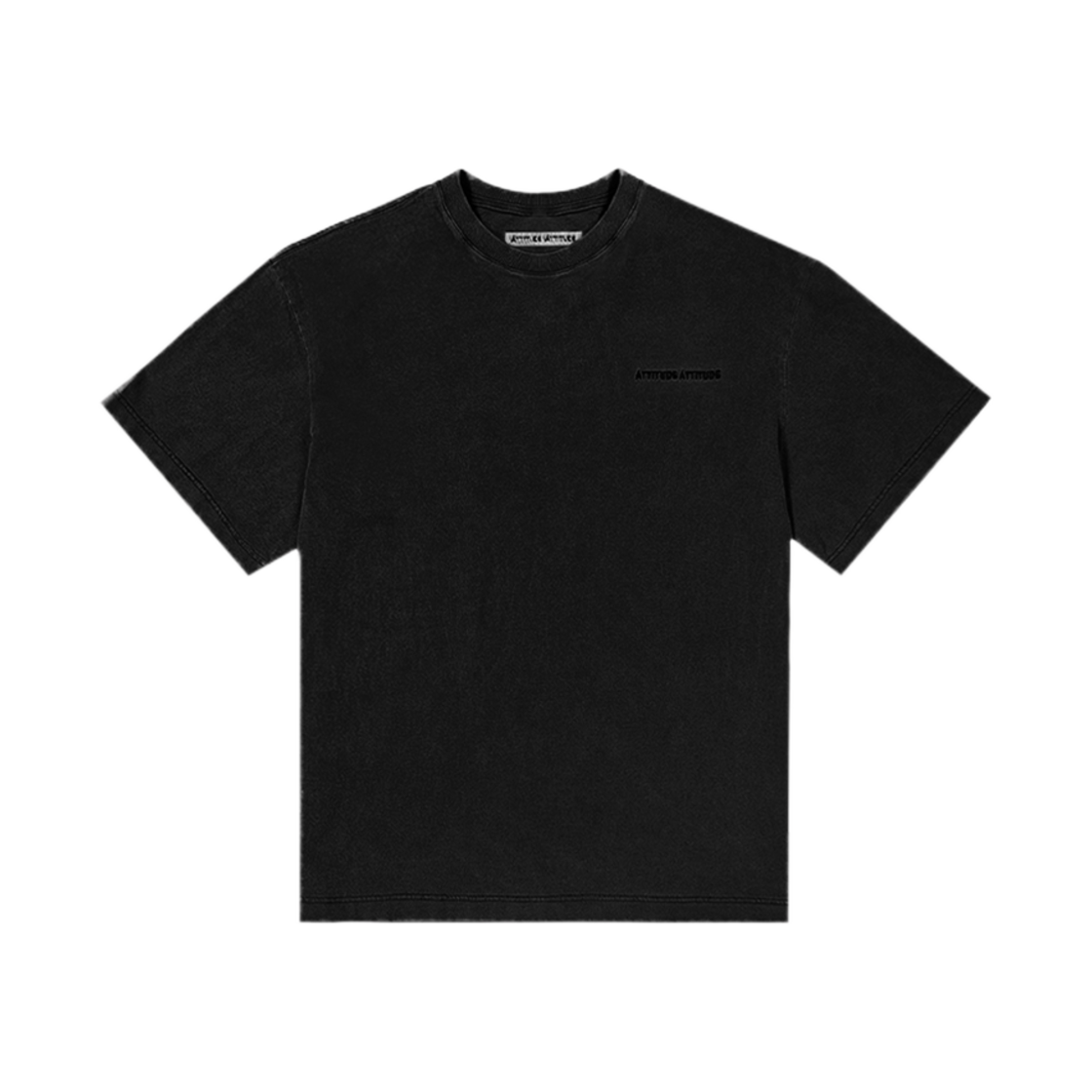 애티튜드 애티튜드 커브드 가먼트다잉 숏슬리브 블랙(AA Curved Garment Dyeing Short Sleeve Black)