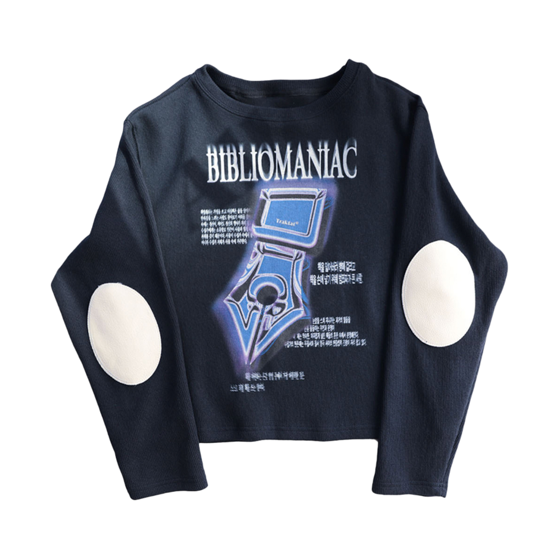 24FW-LSBMNN Traktat Bibliomaniac Elbow Patch Boat Neck Long Sleeve Knit Navy
