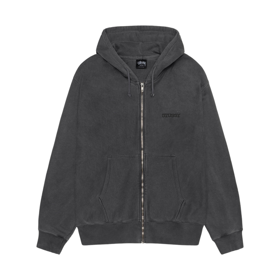 스투시 피그먼트 다이드 점보 집 후드 블랙(Stussy Pigment Dyed Jumbo Zip Hoodie Black)