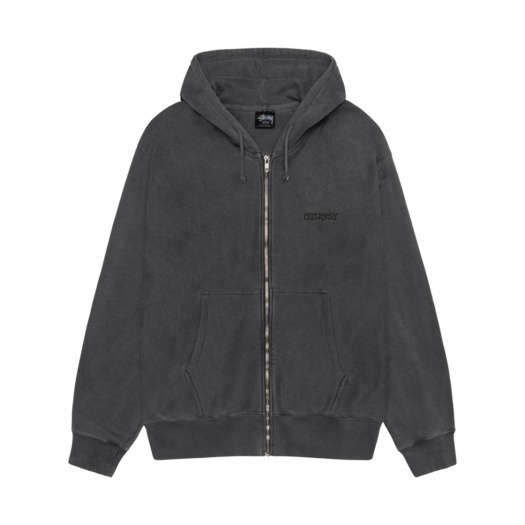 스투시 라스타 라이언 피그먼트 다이드 집 후드 블랙 | Stussy