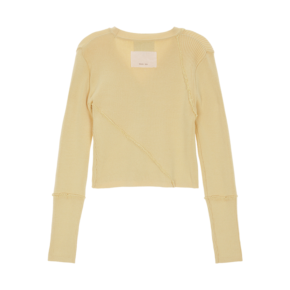 (W) 마뗑킴 컷아웃 디테일드 니트 가디건 라이트 옐로우((W) Matin Kim Cut Out Detailed Knit Cardigan Light Yellow) - 2
