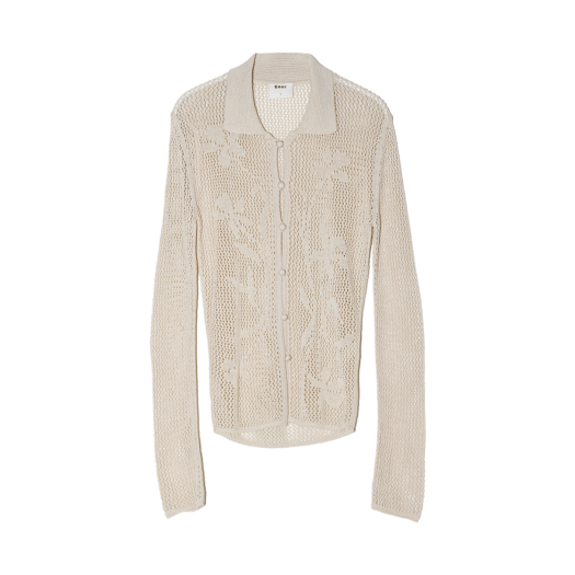 BESSKN007BG Enor Women Flower Skashi Collar Cardigan  Beige