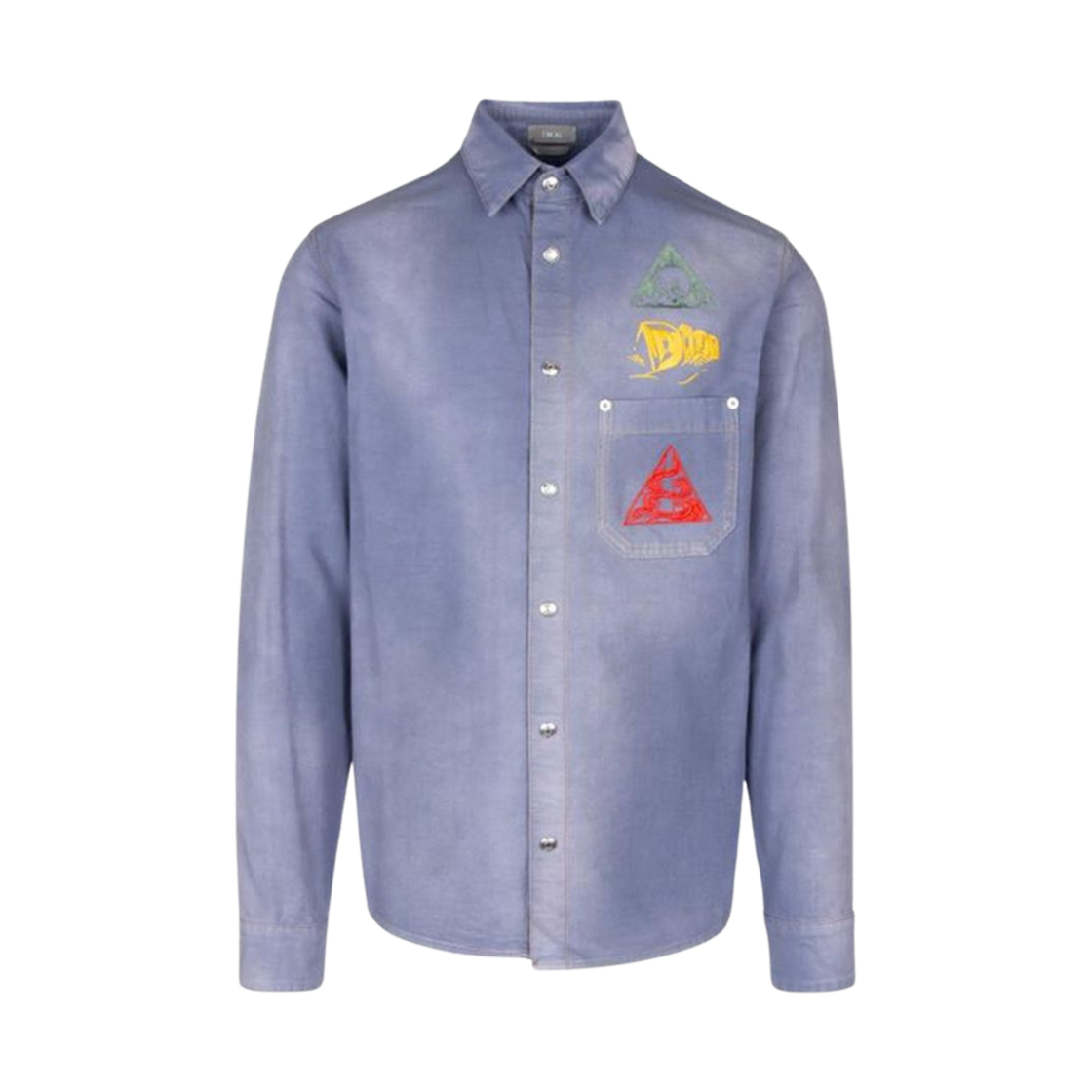 013D580E324X-589 Dior Embroidered Cotton Denim Shirt Blue