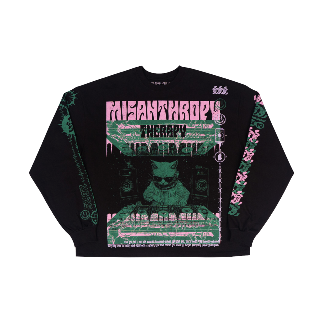 P0000MBO LUVLUVLUV MT Long Sleeve Top Cat BK