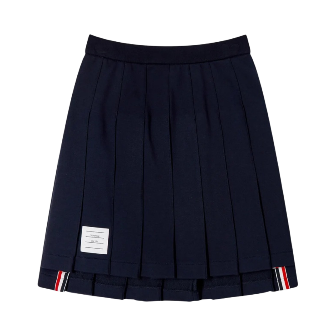 (W) 톰브라운 코튼 루프백 플리츠 미니 스커트 네이비((W) Thom Browne Cotton Loopback Pleated Mini Skirt Navy) - 1