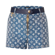 (W) Louis Vuitton Monogram Jacquard Mini Shorts Denim