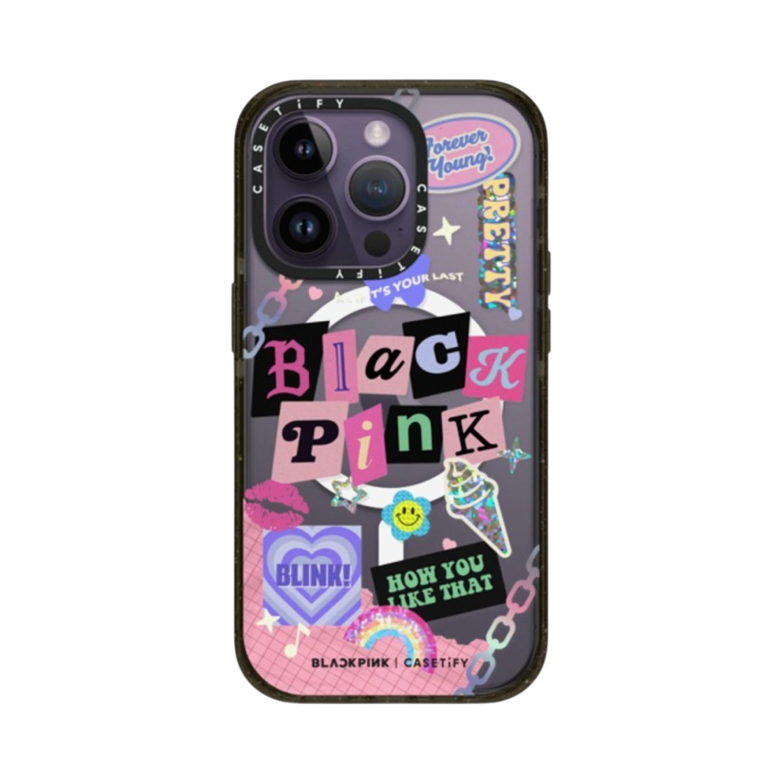 케이스티파이 x 블랙핑크 아이폰 다이어리 스티커 맥세이프 임팩트 케이스 클리어 블랙(Casetify x Blackpink iPhone Diary Stickers MagSafe Impact Case Clear Black) - 1
