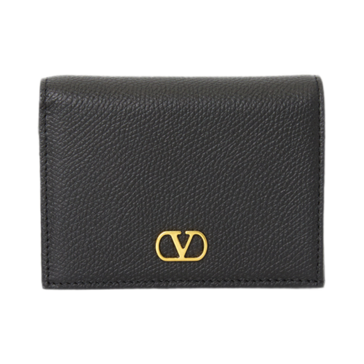 Valentino V Logo Signature Short Wallet Black