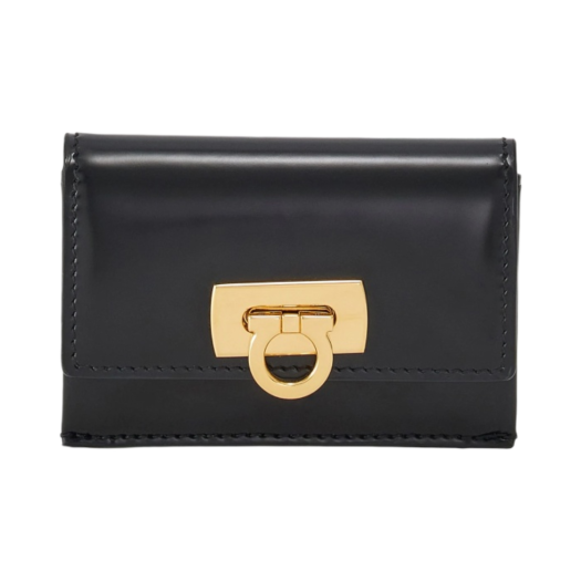 Ferragamo Credit Card Holder with Gancini Clasp Black