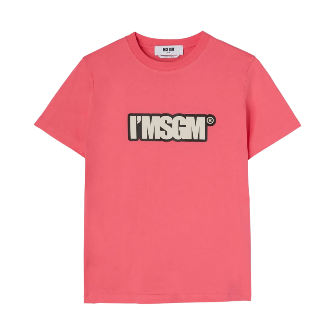 (W) 엠에스지엠 I'MSGM 로고 코튼 크루넥 티셔츠 푸시아((W) MSGM Cotton Crewneck T-Shirt with I'MSGM Logo Fucsia) - 1