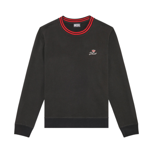 Diesel S-Ginn-G3 Sweatshirt with Striped Knitted Neck Black