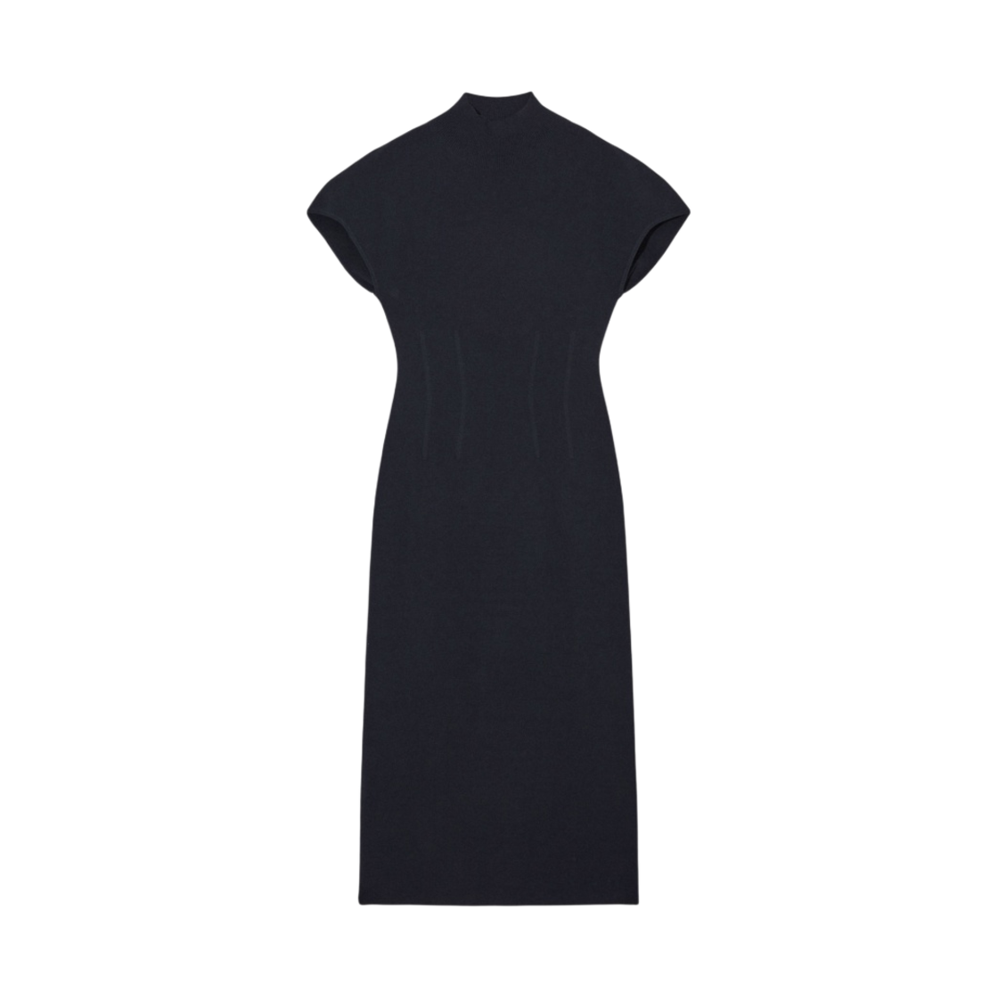 (W) 코스 하이넥 니티드 코르셋 미디 드레스 네이비((W) COS High-Neck Knitted Corset Midi Dress Navy)