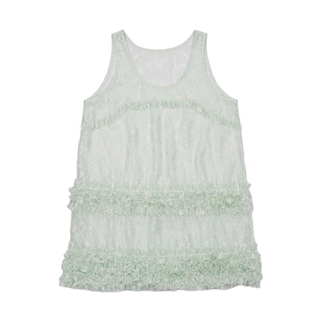 러프넥 러플 레이어드 드레스 민트