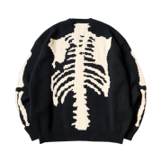 Kapital 5G Wool Bone Crewneck Sweater Black