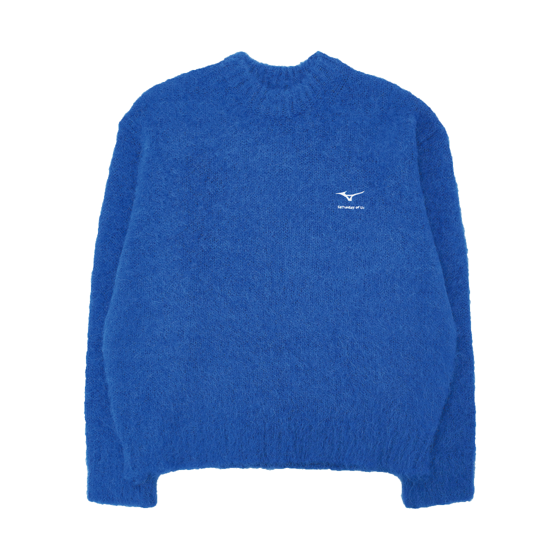 에스티유 X 미즈노 로고 엠브로더리 모헤어 니트 블루(STU X MIZUNO Logo Embroidery Mohair Knit Blue)
