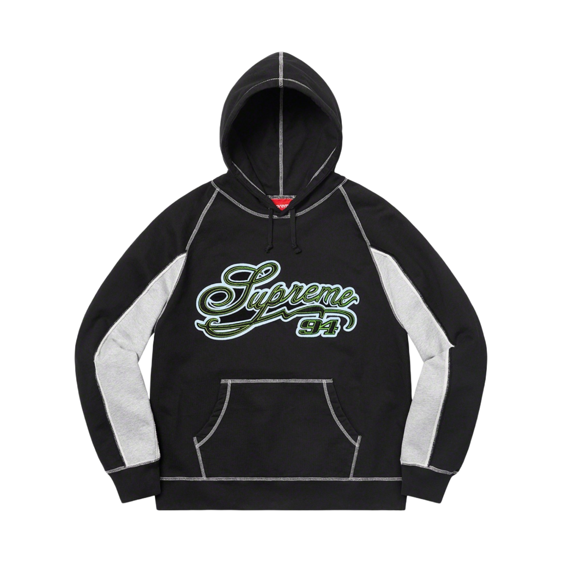슈프림 패널드 스크립트 후드 스웨트셔츠 블랙 - 21SS(Supreme Paneled Script Hooded Sweatshirt Black - 21SS) - 1