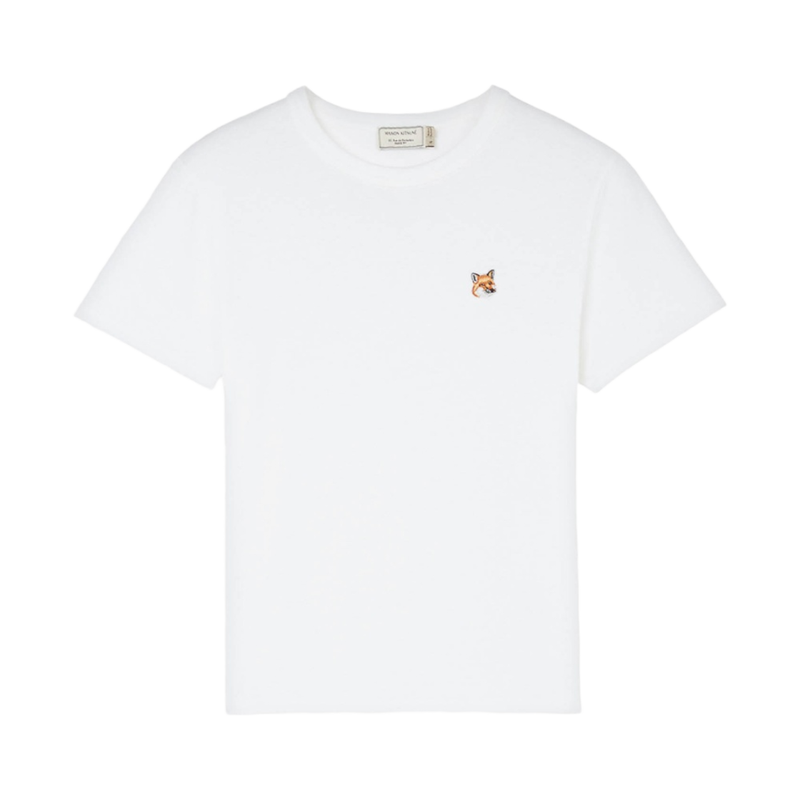 (W) 메종 키츠네 폭스 헤드 패치 클래식 티셔츠 화이트((W) Maison Kitsune Fox Head Patch Classic T-Shirt White)