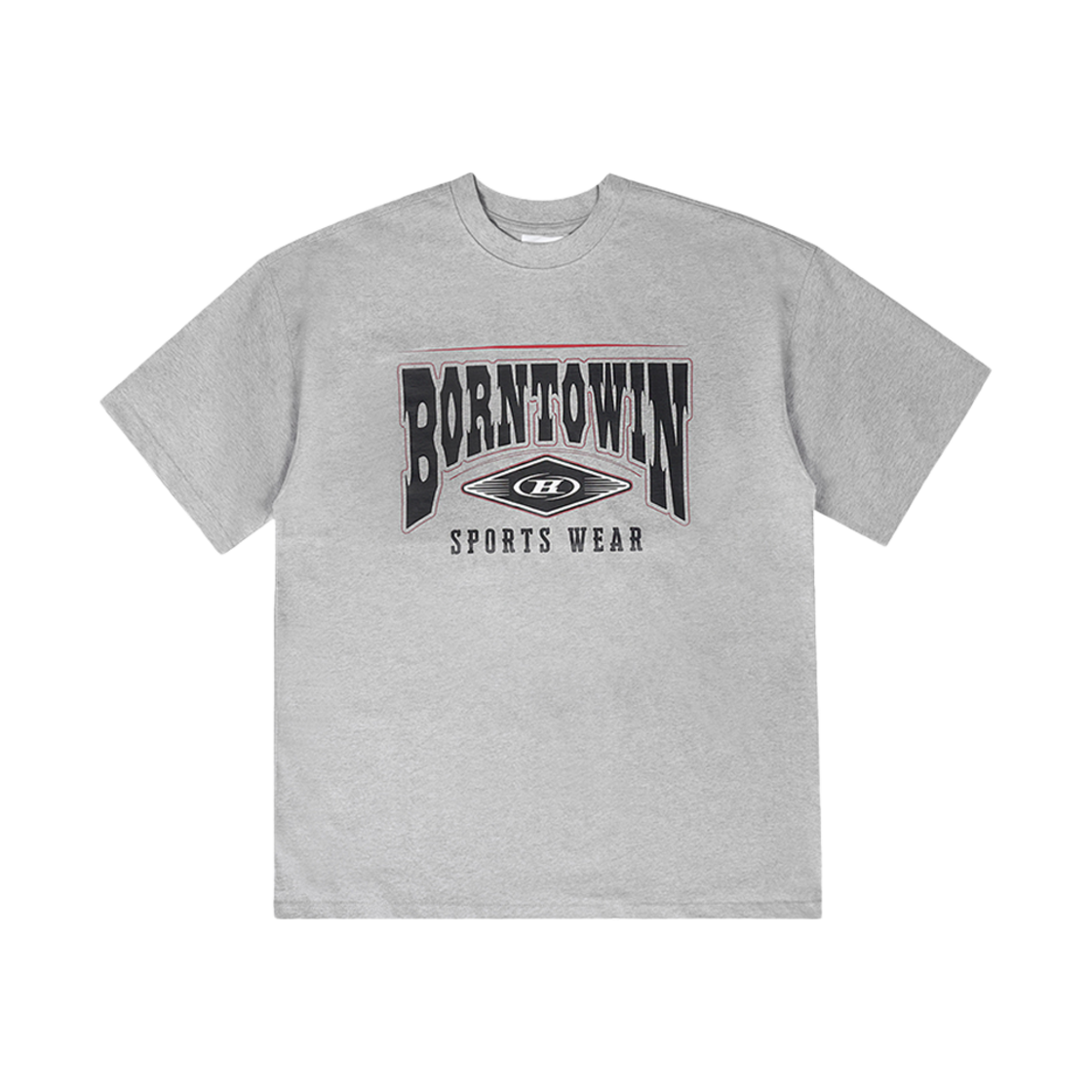 본투윈 스퀘어 아치 세미 오버핏 티셔츠 멜란지 그레이