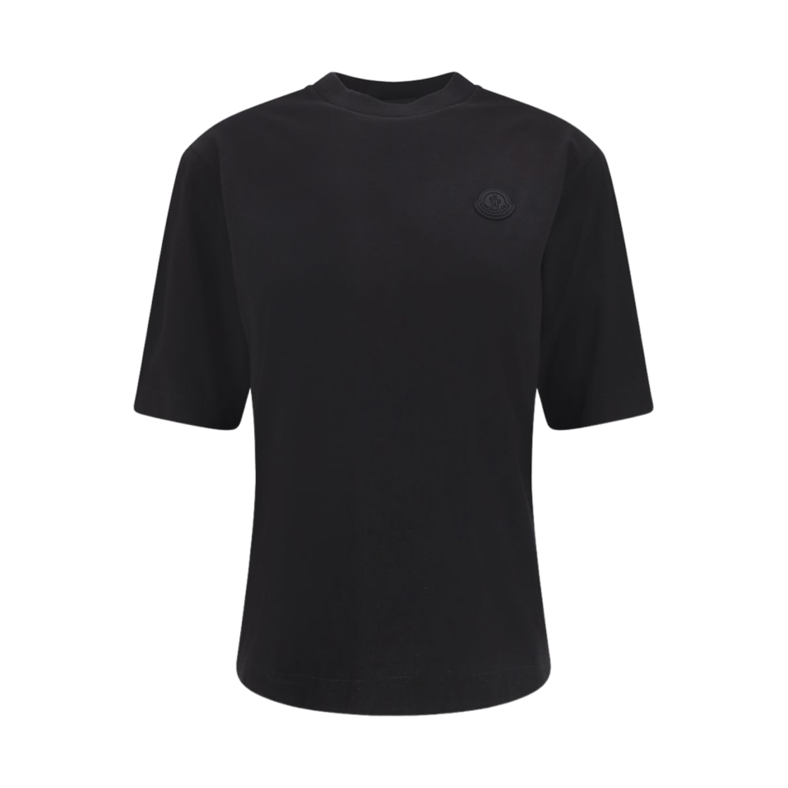 K1-093-8C00005-89A17-999 (W) Moncler Silicone Logo Patch Cotton T-Shirt Black- 25SS