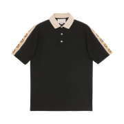 Gucci Polo with Interlocking G Stripe Black