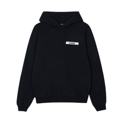 245JS247-2036-990 Jacquemus Le Hoodie Gros Grain Grosgrain Logo Hoodie Black