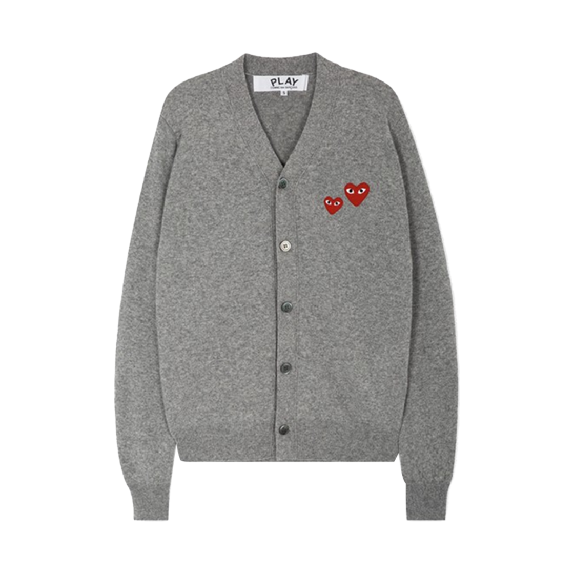 AX-N072-051-1 Play Comme des Garcons Double Heart Cardigan Grey