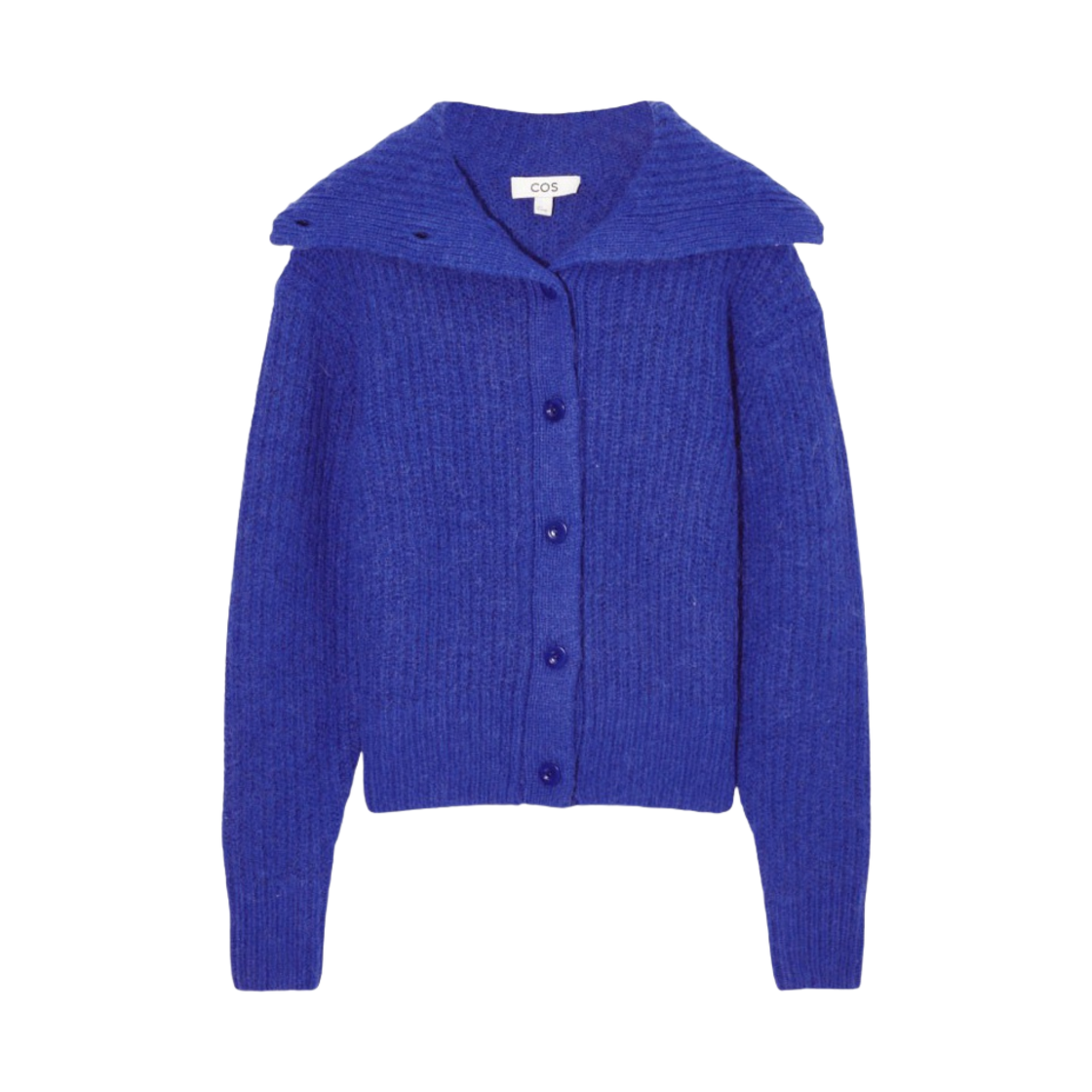 (W) 코스 스프레드 칼라 울 가디건 블루((W) COS Spread-Collar Wool Cardigan Blue)