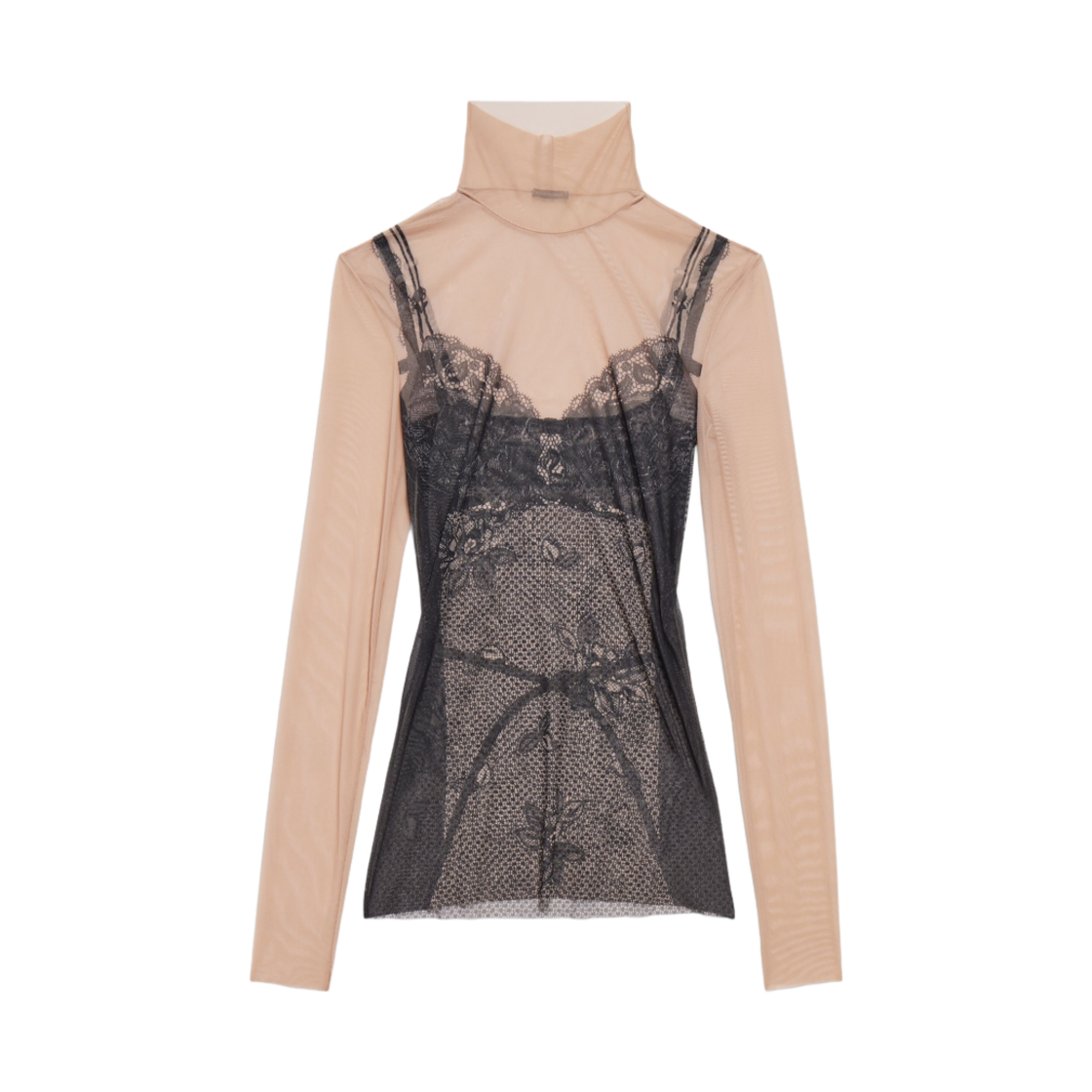 8292144F4B41094 (W) Balenciaga Trompe L'oeil Lingerie Top Black Light Beige