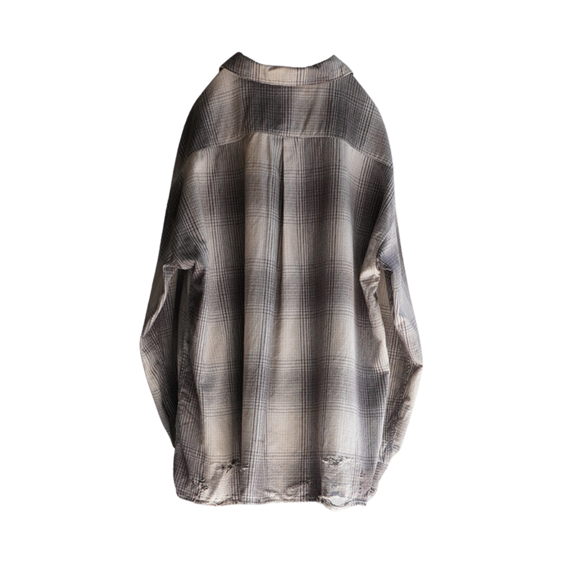 안셀름 데미지 플란넬 체크 셔츠 아이보리 블랙(Ancellm Damaged Flannel Check Shirt Ivory Black) - 2