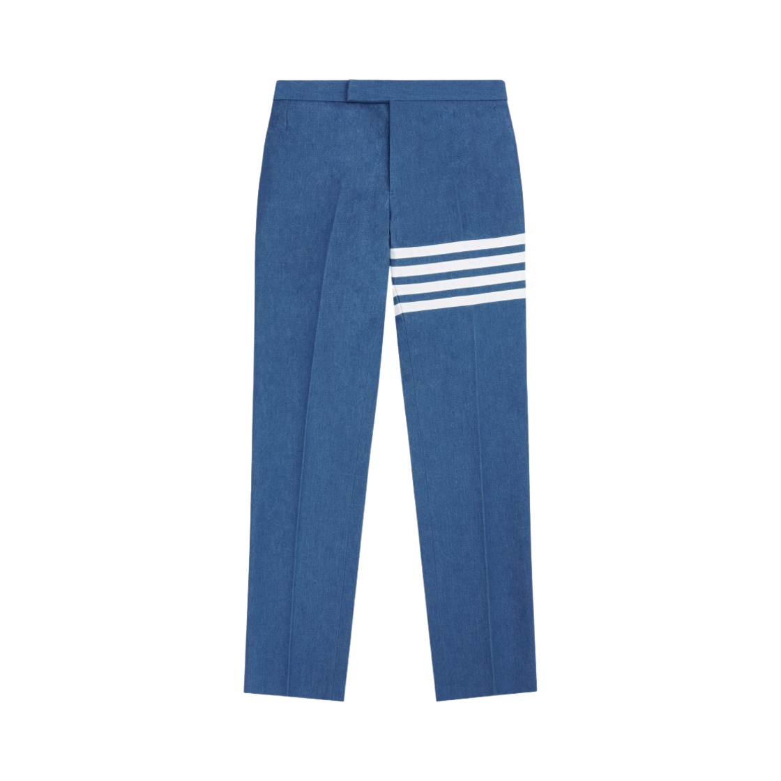 MTC165A-03028-450 Thom Browne Washed Denim 4-Bar Classic Backstrap Trousers Blue - 대표 이미지 #1