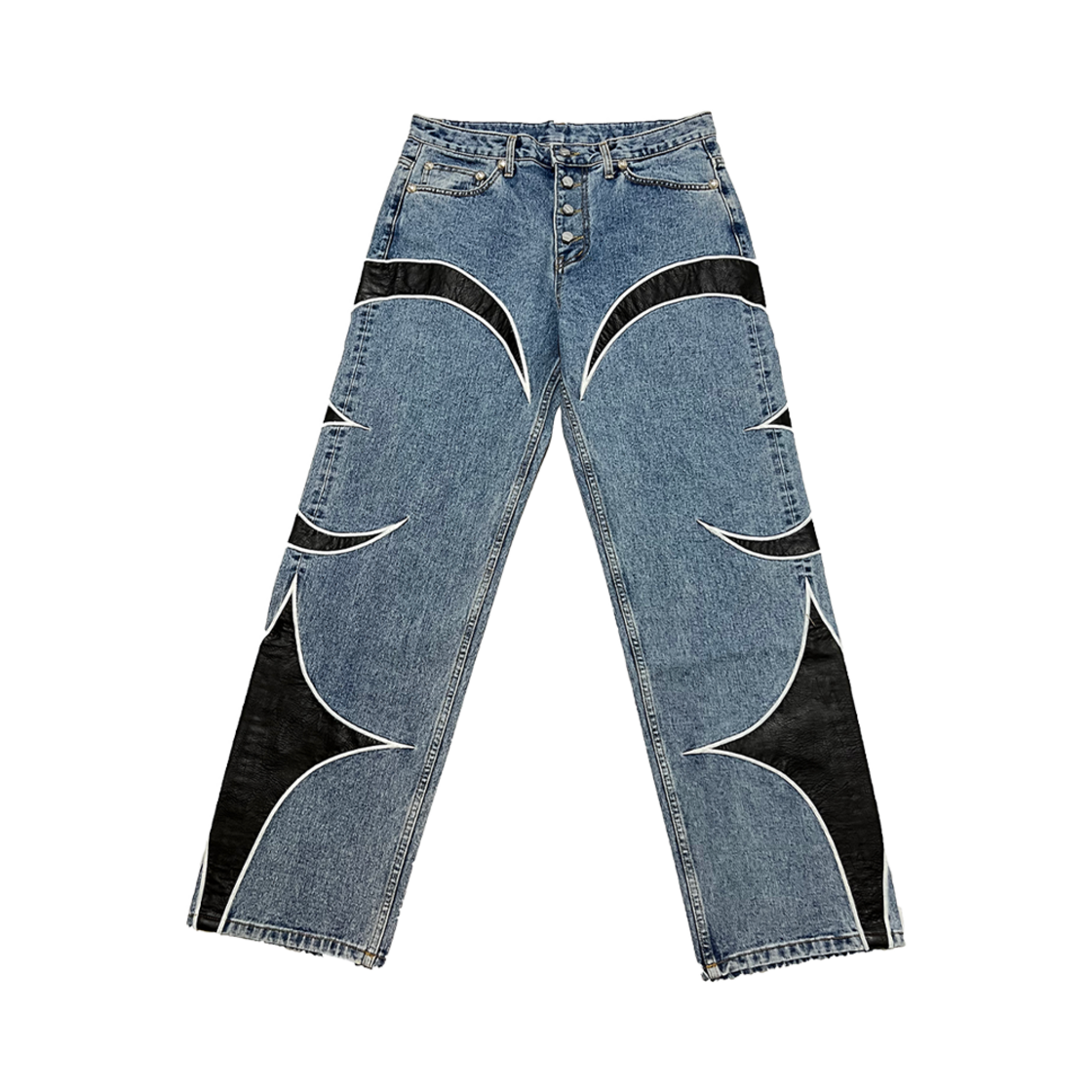 떠그 클럽 TC 레더 워싱 데님 팬츠 블루 블랙 - 24FW(Thug Club TC Leather Washing Denim Pants Blue Black - 24FW)