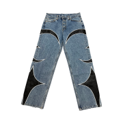 Thug Club TC Leather Washing Denim Pants Blue Black - 24FW