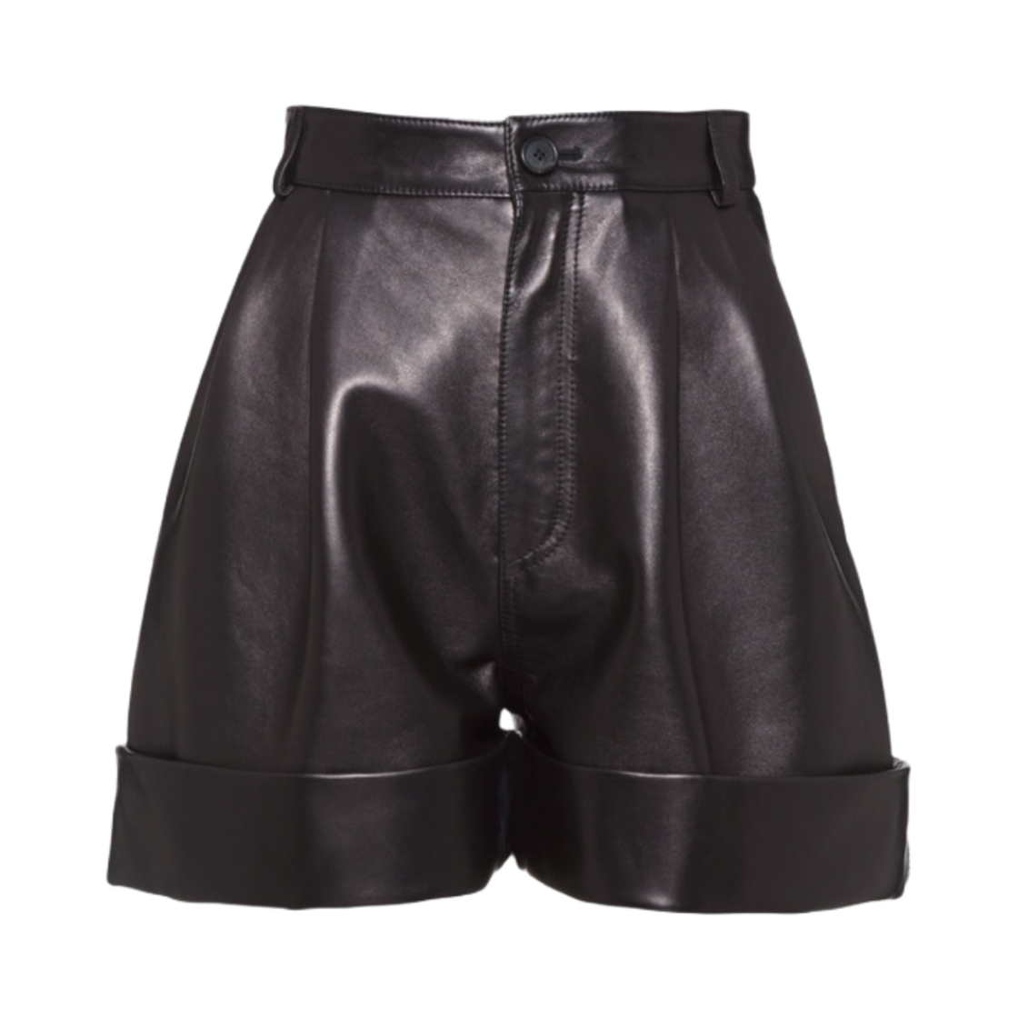 (W) 미우 미우 나파 가죽 쇼츠 블랙((W) Miu Miu Nappa Leather Shorts Black) - 1