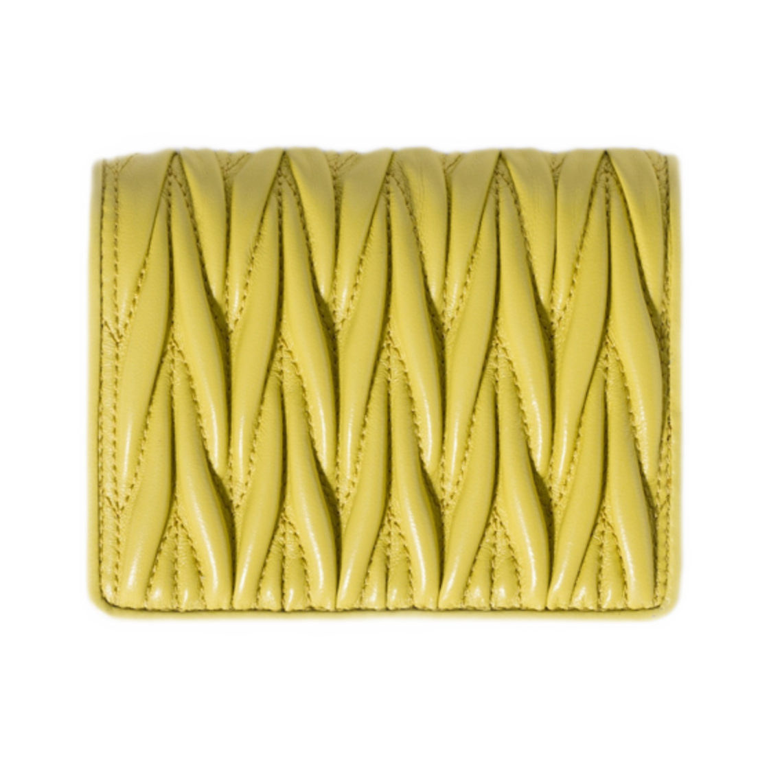 미우 미우 마테라쎄 나파 레더 카드 홀더 시트론 옐로우(Miu Miu Matelasse Nappa Leather Card Holder Citron Yellow) - 2