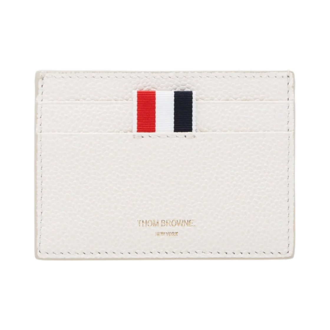 톰브라운 페블 그레인 레더 스트라이프 싱글 카드 홀더 화이트(Thom Browne Pebble Grain Leather Stripe Single Card Holder White) - 1