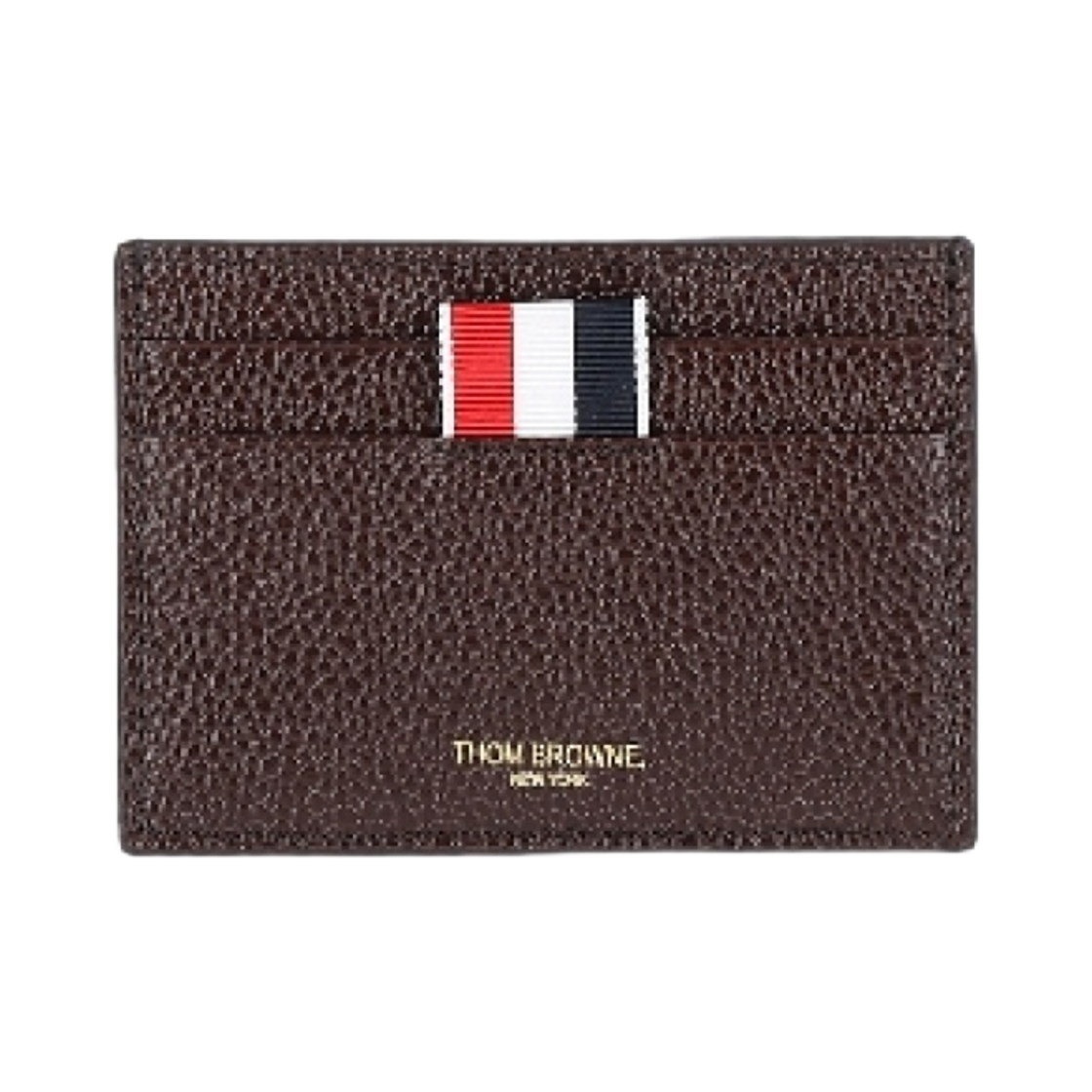 톰브라운 페블 그레인 레더 스트라이프 노트 컴파트먼트 카드 홀더 다크 브라운(Thom Browne Pebble Grain Leather Stripe Note Compartment Card Holder Dark Brown)