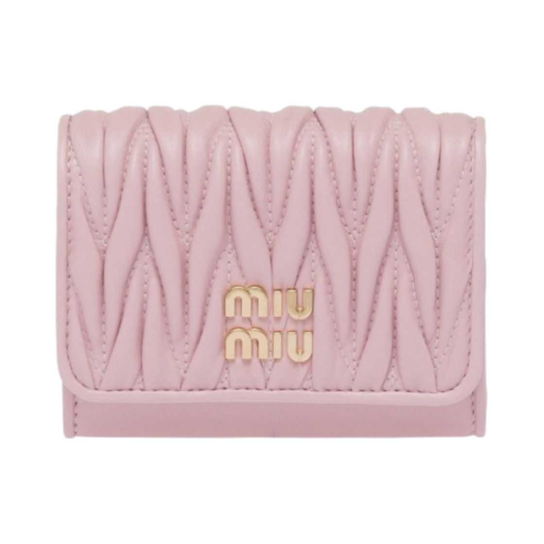5MC104-2FPP-F0E18/5MC104-AFPP-F0E18 Miu Miu Matelasse Nappa Leather Pocket Card Holder Alabaster Pink