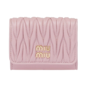 Miu Miu Matelasse Nappa Leather Pocket Card Holder Alabaster Pink