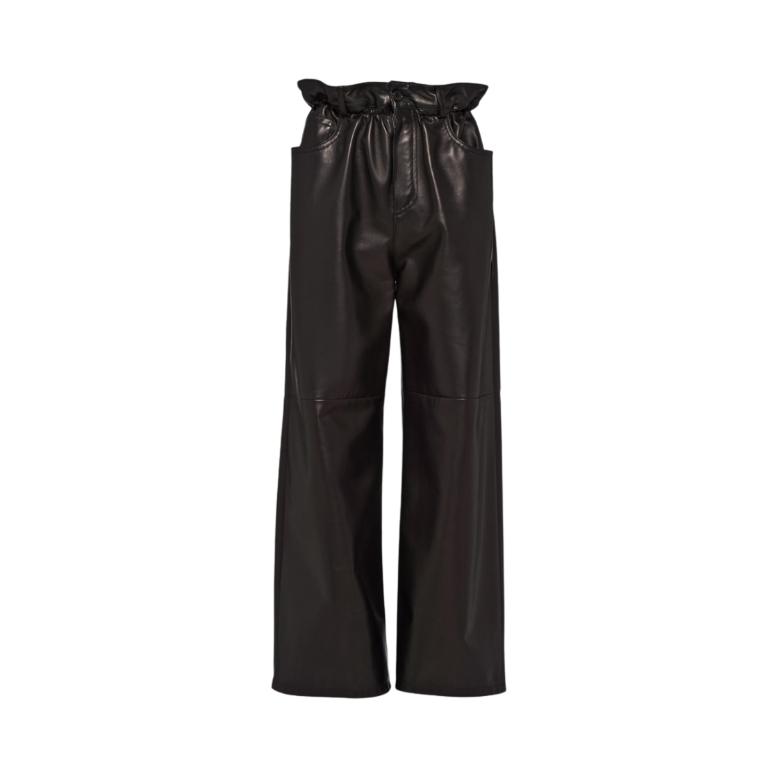 (W) 미우 미우 나파 가죽 팬츠 블랙((W) Miu Miu Nappa Leather Pants Black) - 1