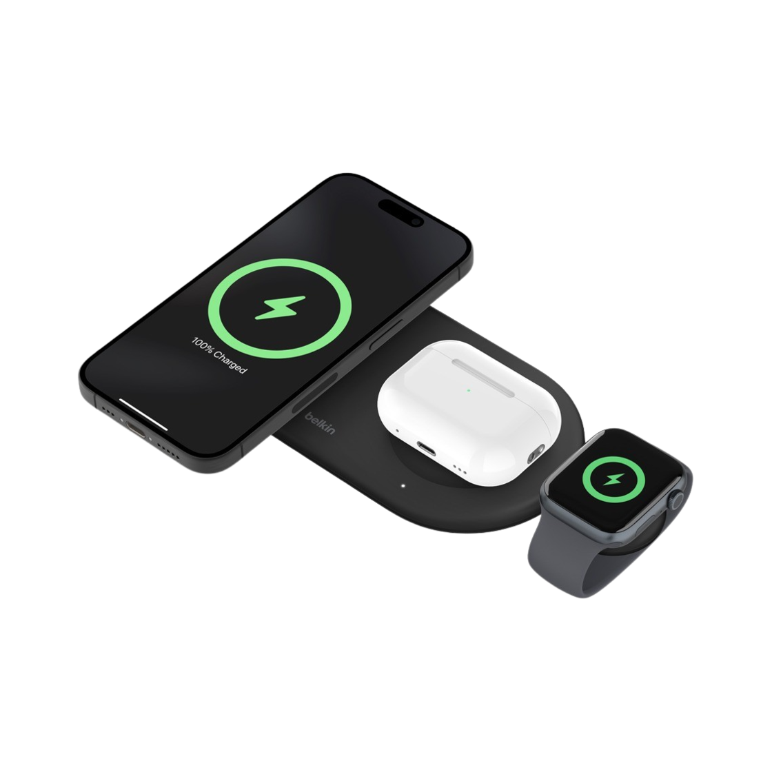벨킨 Qi2 15W 3in1 마그네틱 무선 충전 패드 WIZ022qc 블랙(Belkin 3-in-1 Qi2 15W Magnetic Wireless Charging Pad WIZ022qc Black) - 1