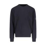 C.P. Company Diagonal Raised Fleece Crew Neck Lens Sweatshirt Black - 24FW