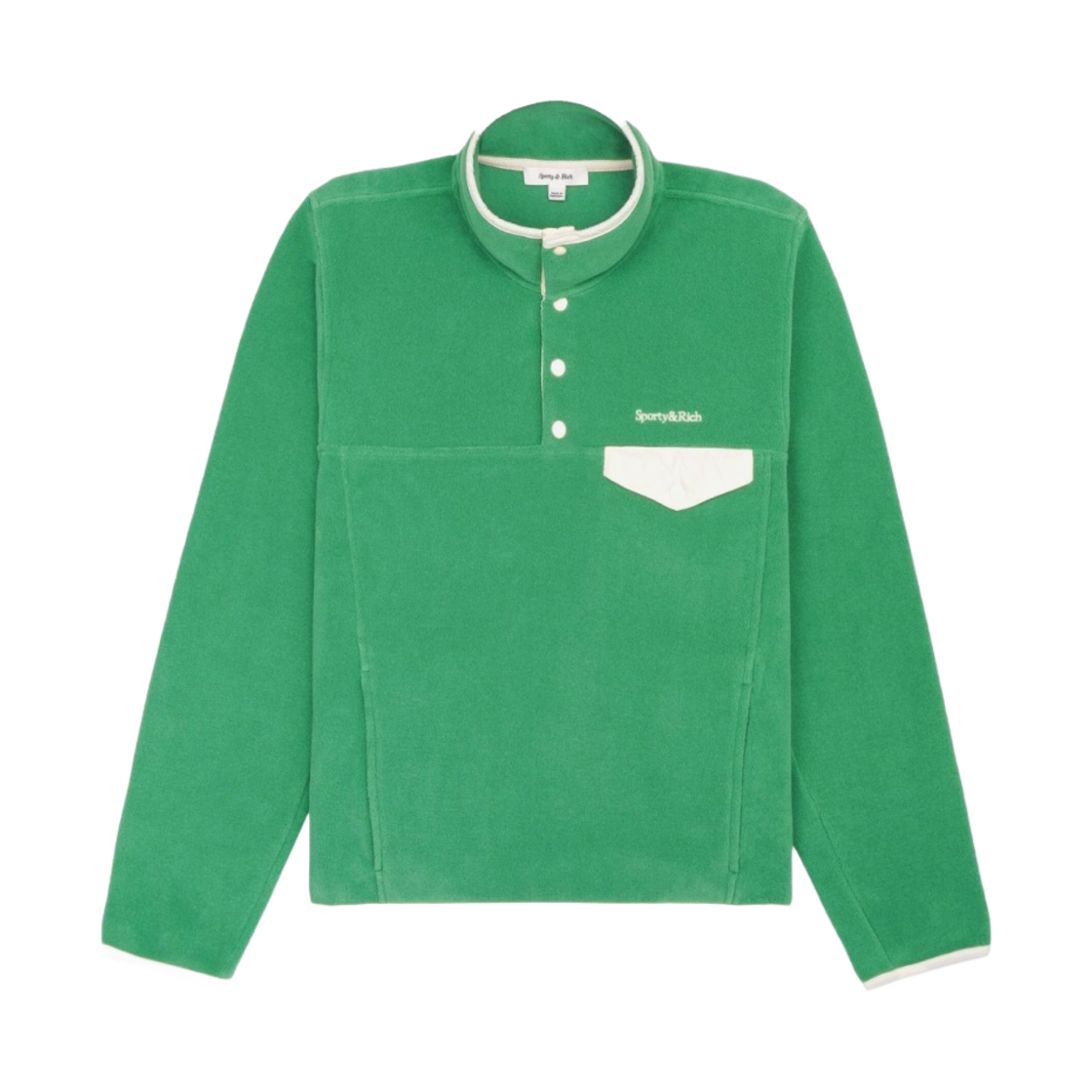 QZ741VE Sporty & Rich Buttoned Polar Sweatshirt Verde Cream