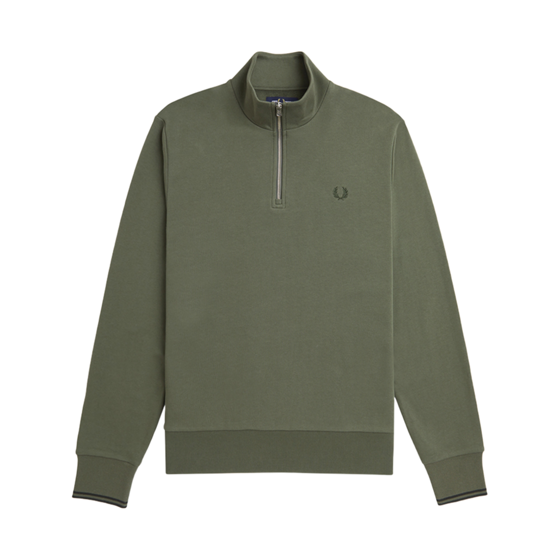 AFPM2433574-W49 Fred Perry Half Zip Sweatshirt Laurel Wreath Green